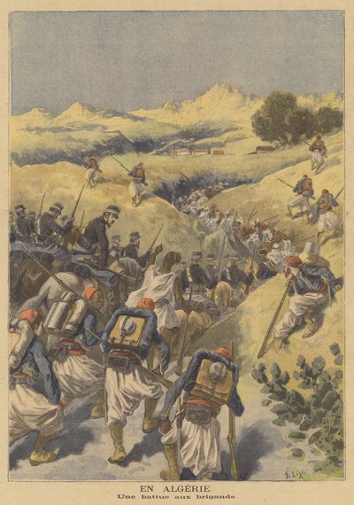 Truppe francesi a caccia di banditi in Algeria da after Frederic Theodore Lix
