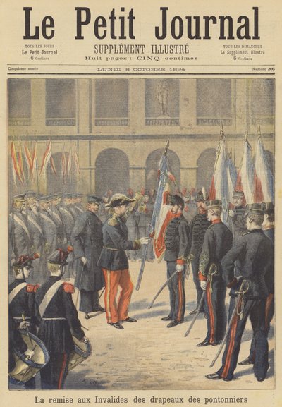 Le bandiere del disciolto 2º Reggimento di Artillerie-Pontonniers consegnate a Les Invalides da after Frederic Theodore Lix