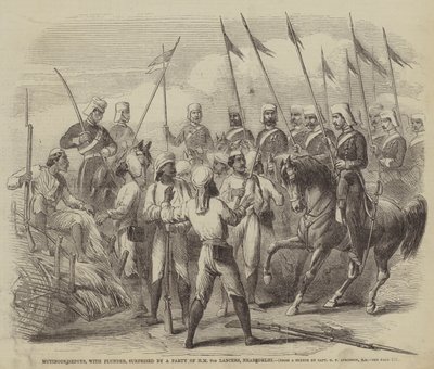 Sepoy ammutinati, con bottino, sorpresi da una pattuglia del 9° Lancieri di Sua Maestà, vicino a Delhi da after George Francklin Atkinson