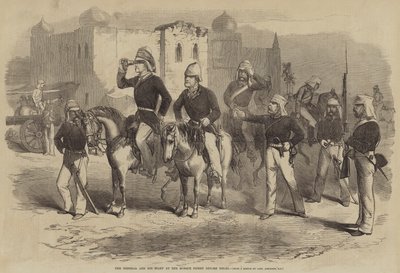 Il generale e il suo staff al picchetto della moschea davanti a Delhi da after George Francklin Atkinson