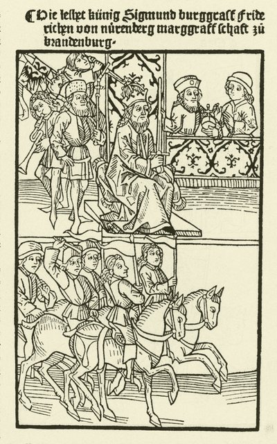 Investitura di Federico I della casa di Hohenzollern come Margravio di Brandeburgo, 1415 da after German School