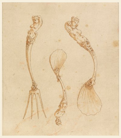 Design per una forchetta e due cucchiai da after Giulio Romano