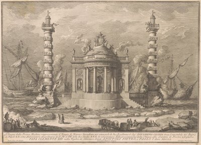 La prima macchina per la Chinea del 1760: Il tempio di Nettuno da after Giuseppe Palazzi Giuseppe Vasi after Paolo Posi