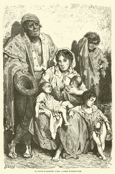 Una famiglia di mendicanti a Jaén da Gustave after Dore