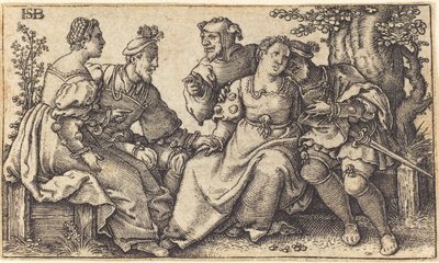 Due coppie innamorate con clown da after Hans Sebald Beham