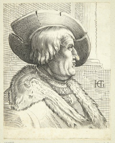 Ritratto immaginario di un vecchio con cappello di profilo da after Hendrick Goltzius