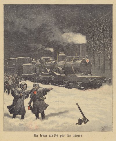 Un treno fermato dalla neve da after Henri Meyer