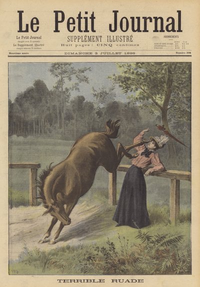 Una donna calciata da un cavallo da after Henri Meyer