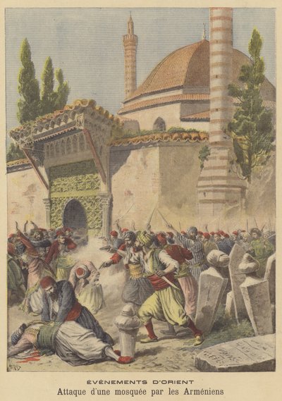 Armeni che attaccano una moschea da after Henri Meyer