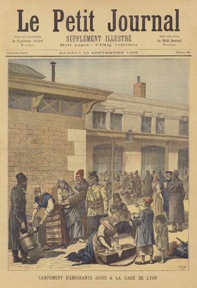 Accampamento di emigranti ebrei in America alla Gare de Lyon da after Henri Meyer