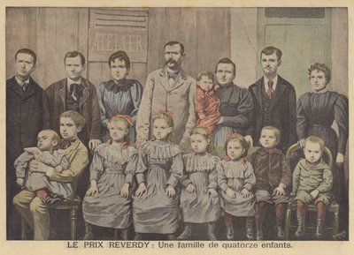 I destinatari del Premio Reverdy. La famiglia Vandenbrouch e i loro quattordici figli da after Henri Meyer
