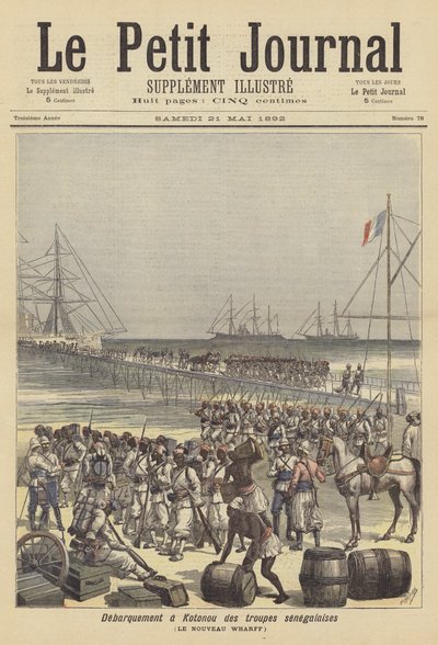 Truppe senegalesi sbarcano al nuovo molo di Cotonou, Dahomey da after Henri Meyer