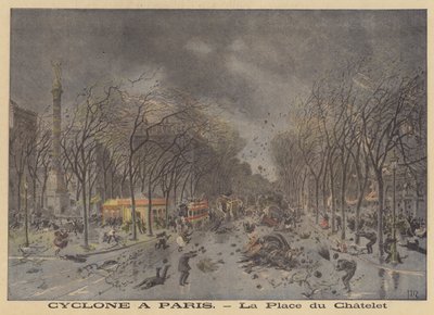 Danni della tempesta in Place du Chatelet, Parigi da after Henri Meyer