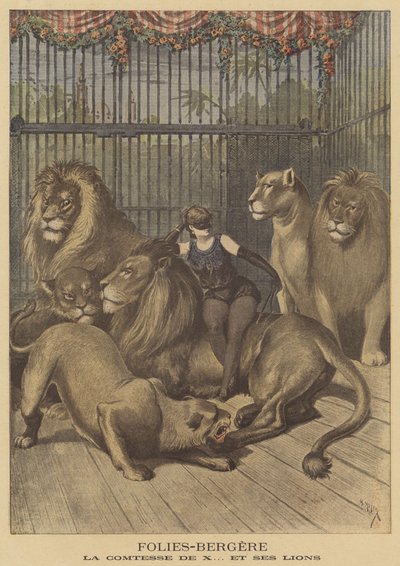 La Contessa di X e i suoi leoni al Folies-Bergère da after Henri Meyer