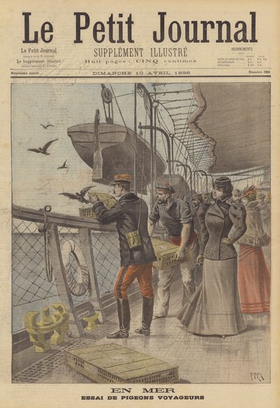 Prova dei piccioni viaggiatori in mare da after Henri Meyer