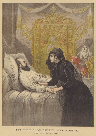 Zar Alessandro III di Russia sul letto di morte da after Henri Meyer