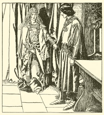 La Regina Morgana appare a Sir Lancillotto da after Howard Pyle