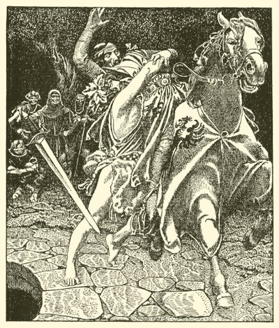 Sir Kay e il pazzo della foresta da after Howard Pyle