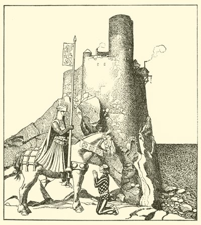 Sir Tristram arriva al castello di Sir Nabon da after Howard Pyle