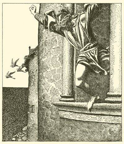 Sir Tristram salta in mare da after Howard Pyle
