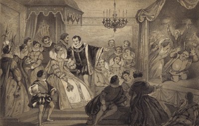 Spettacolo davanti alla regina Elisabetta da James Stephanoff