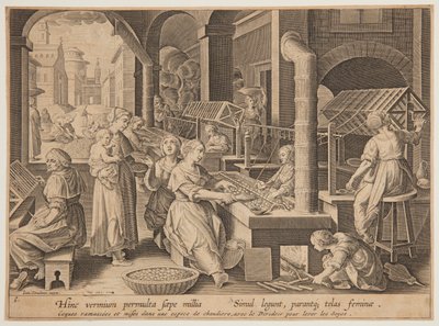 Svolgimento dei Bozzoli di Seta da after Jan van der Straet, called Stradanus