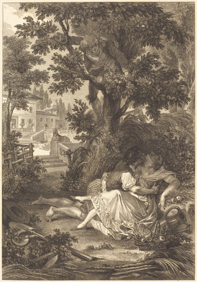 La gageure des trois commeres: Le poirier da after Jean Baptiste Mallet