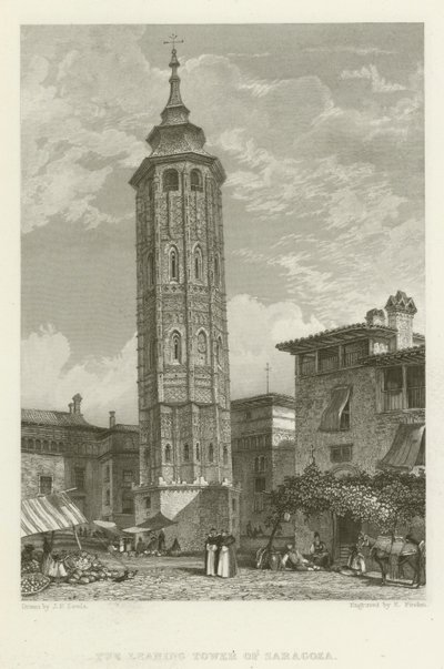 La torre pendente di Saragozza da after John Frederick Lewis