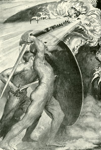 Entrambi i guerrieri stavano dietro lo scudo di ferro da after John Henry Frederick Bacon