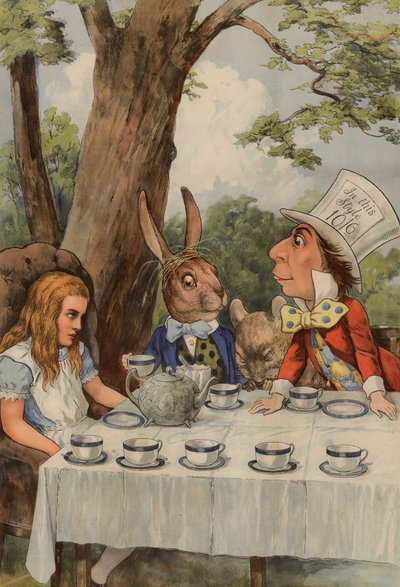 Poster che raffigura Il tè del Cappellaio Matto da Alice nel Paese delle Meraviglie da after John Tenniel