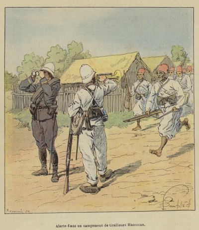 Allarme in un accampamento di tiratori Haoussas da after Louis Charles Bombled