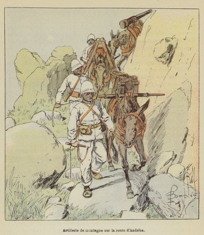 Artiglieria di montagna sulla strada di Andriba da after Louis Charles Bombled