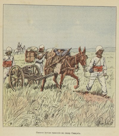 Cannoni hovas riportati al campo francese da after Louis Charles Bombled
