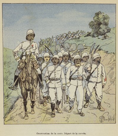 Costruzione della strada, partenza della corvée da after Louis Charles Bombled