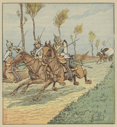 Corazzieri prussiani inseguiti dai franchi tiratori da after Louis Charles Bombled