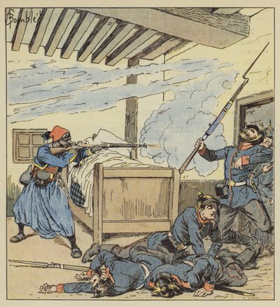 Difesa eroica di Ali-ben-Kacem da after Louis Charles Bombled