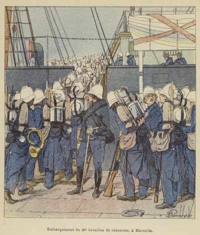 Imbarco del 40º battaglione di cacciatori, a Marsiglia da after Louis Charles Bombled