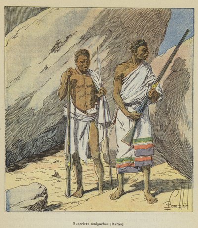 Guerrieri malgasci, Baras da after Louis Charles Bombled