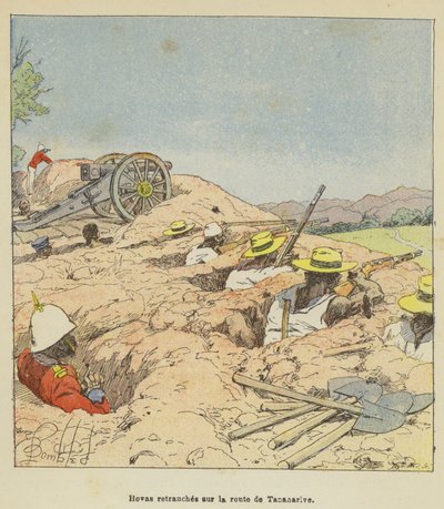 Hovas trincerati sulla strada di Tananarive da after Louis Charles Bombled
