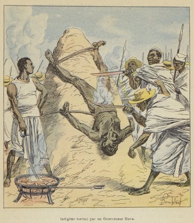 Indigeno torturato da un governatore Hova da after Louis Charles Bombled