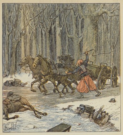Giovane zuavo che riporta da solo un pezzo di cannone da after Louis Charles Bombled