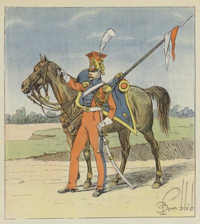 Lanciere olandese, Lanciere rosso del 2º reggimento di cavalleria leggera della Guardia imperiale da after Louis Charles Bombled