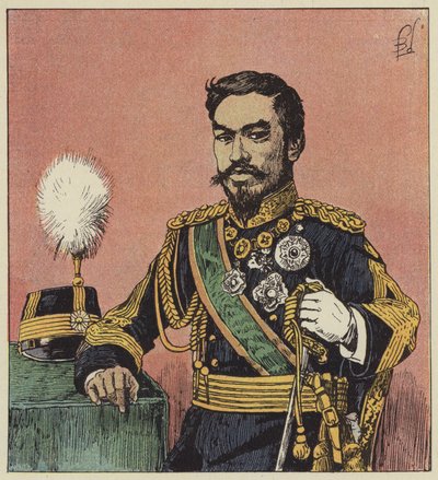 Il Mikado Mutsu-Hito, imperatore del Giappone da after Louis Charles Bombled