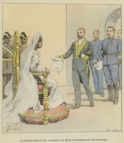 Il residente generale comunica alla Regina le decisioni del Governo da after Louis Charles Bombled