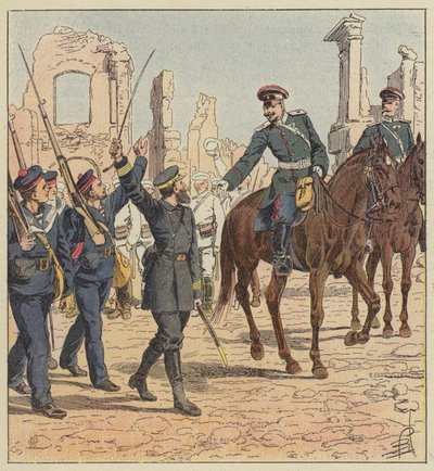 Il capitano de Marolles e il generale Stessel da after Louis Charles Bombled