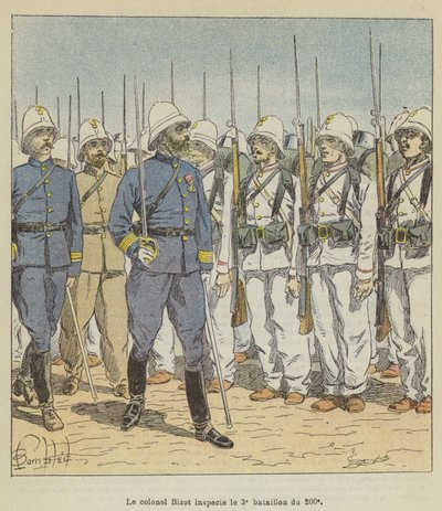 Il colonnello Bizot ispeziona il 3º battaglione del 200º da after Louis Charles Bombled