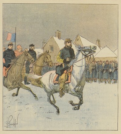 Il colonnello de Lipowski percorre le linee al combattimento di Alençon da after Louis Charles Bombled