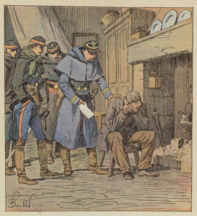 Il comandante Safflet consegna al contadino Blanchet una cambiale di 875 franchi sulla cassa del corpo da after Louis Charles Bombled