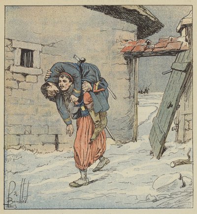 Il furiere Colonna, del 2º zuavi, salva dalle mani del nemico il suo capitano ferito da after Louis Charles Bombled