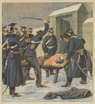 Il sindaco di Villiers frustato fino al sangue su ordine di un ufficiale prussiano da after Louis Charles Bombled